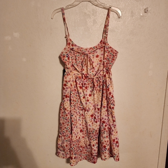 Wednesday's Girl Maternity Tiered Miini Cami Dress Pink Ditsy Floral Sz XS NWT - Picture 5 of 9